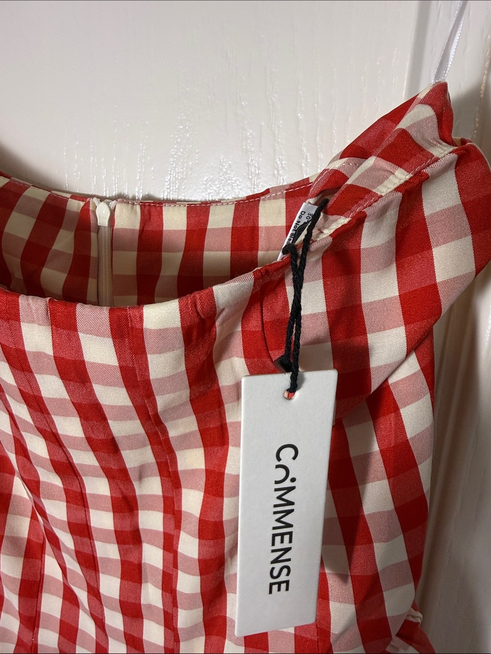 COMMENSE Red Gingham High-Waisted Pleated Midi Skirt - Picture 4 of 6